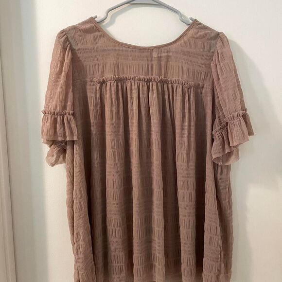 Max-studio Women's Tan Boho Fairycore Mesh Flutter Sleeve Size XL - Picture 1 of 8